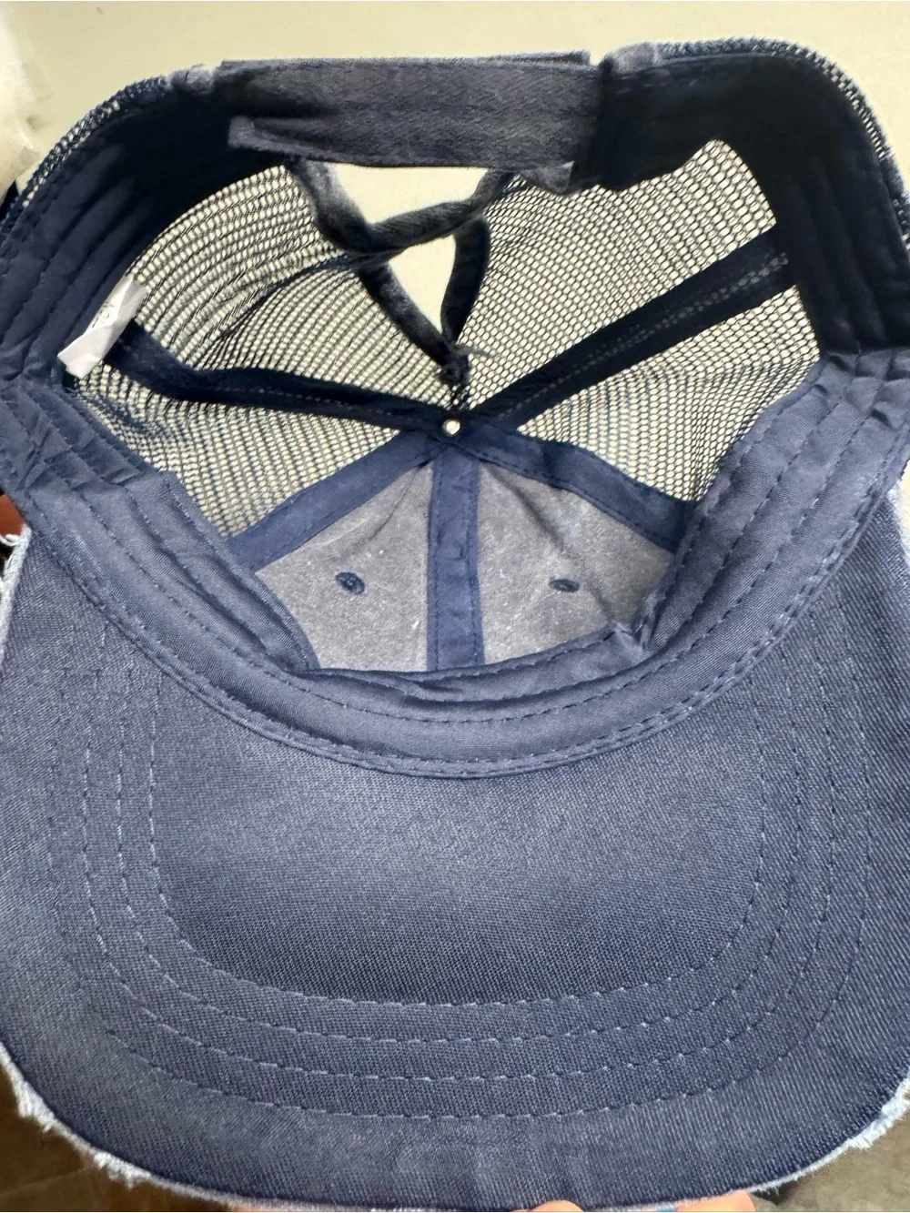 MAMA Embroidered Mesh Trucker Hat in Faded‎ Navy